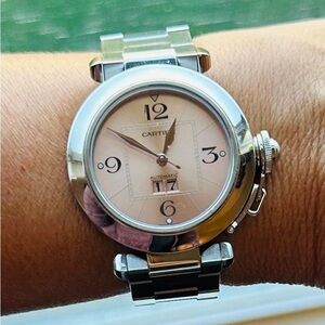 Cartier Watch - Steel Pasha C Watch, rose gold face
